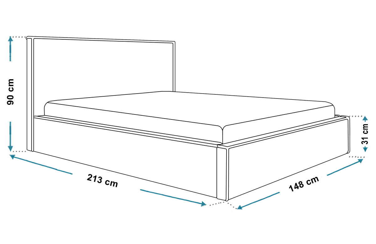 Wymiary łóżka SLIM6 140x200