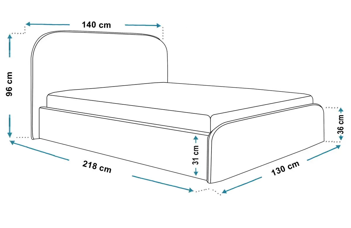 Wymiary łóżka SLIM6 120x200