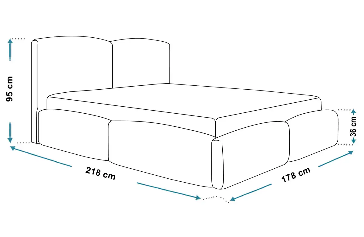 Wymiary łóżka SLIM6 160x200