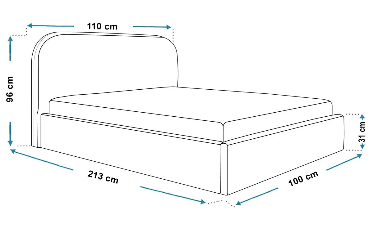 Wymiary łóżka SLIM6 120x200