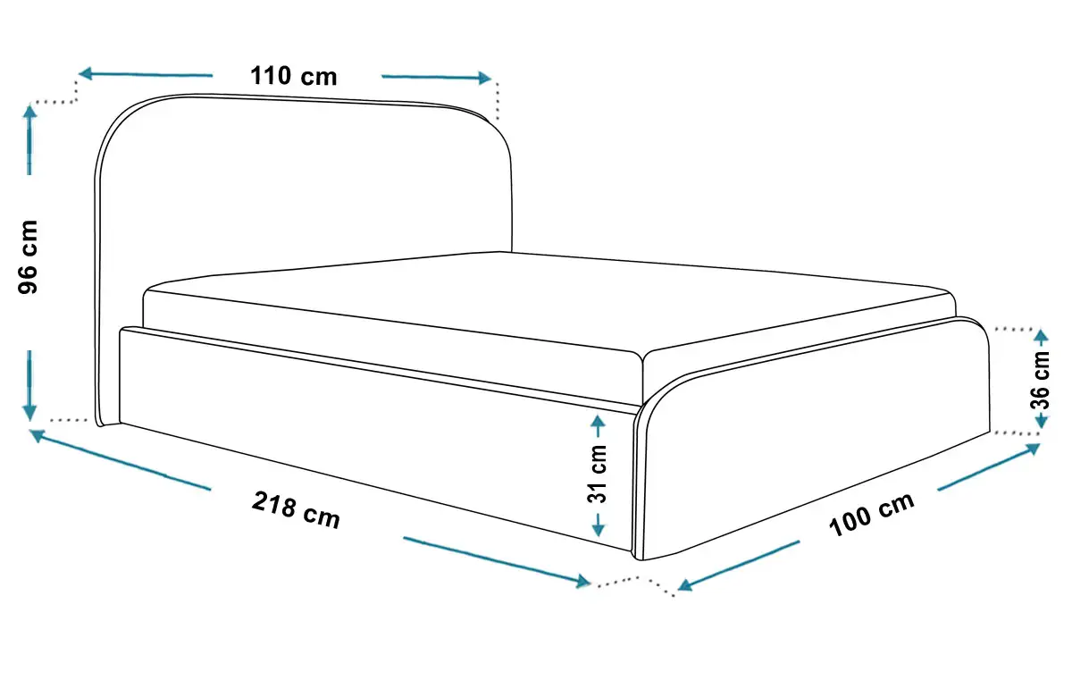 Wymiary łóżka SLIM6 120x200